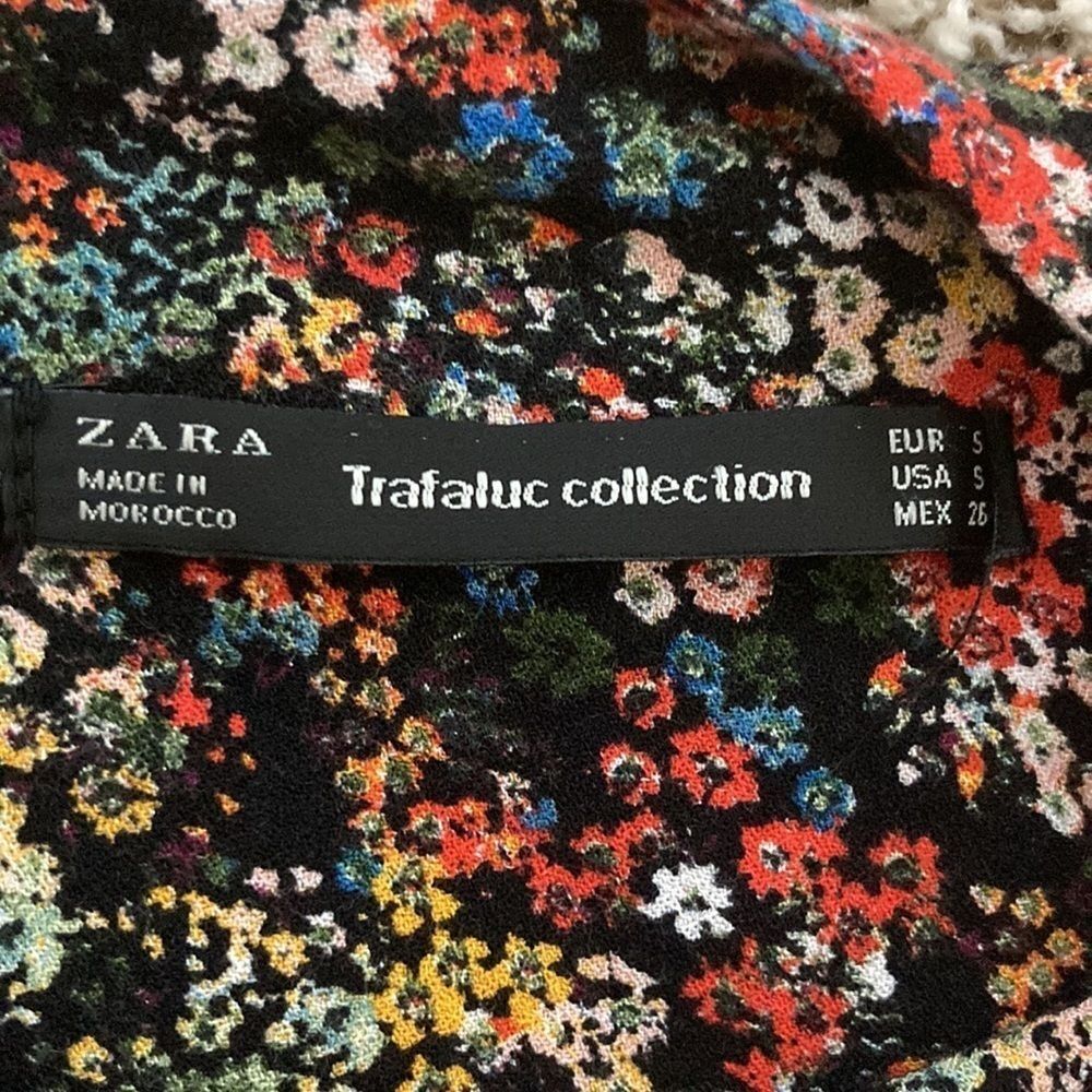 Zara Trafaluc Collection Black Floral Boho Tiered Ruffle Fall Tunic Mini Dress - Picture 14 of 16